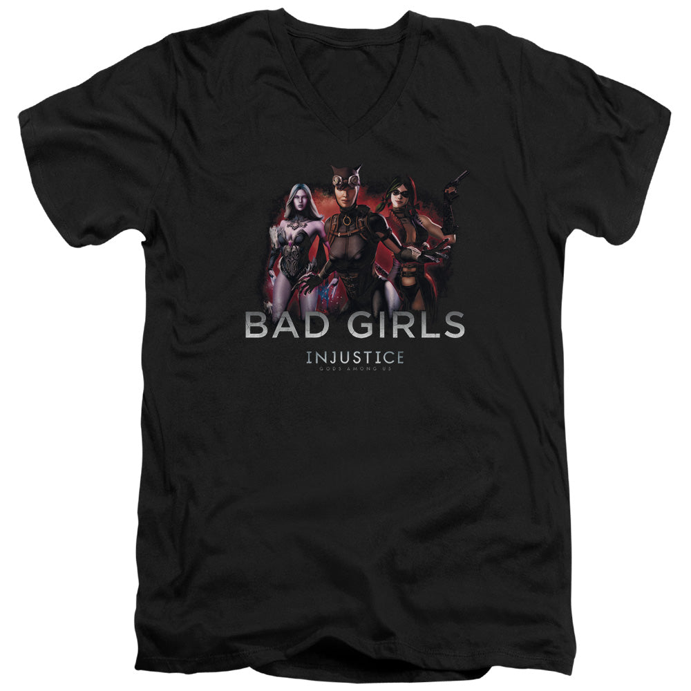 Injustice Gods Among Us Bad Girls Mens Slim Fit V-Neck T Shirt Black
