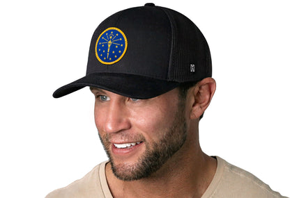 Indiana Flag Trucker Haka Hat Black Indiana Flag Snapback