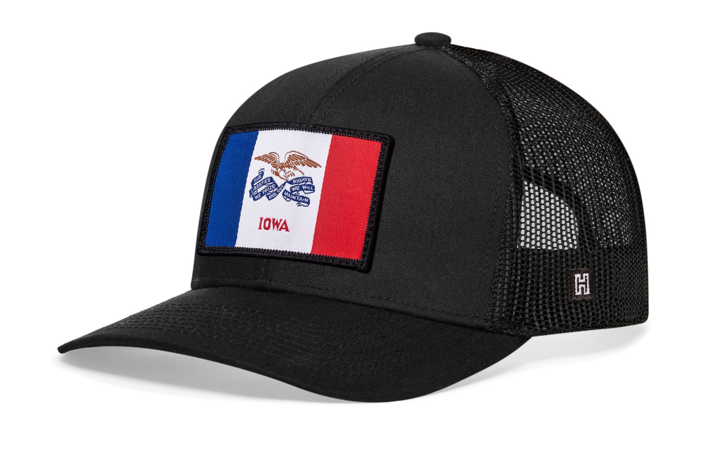 Iowa Flag Trucker Haka Hat Black Iowa Flag Snapback