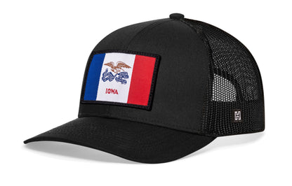 Iowa Flag Trucker Haka Hat Black Iowa Flag Snapback