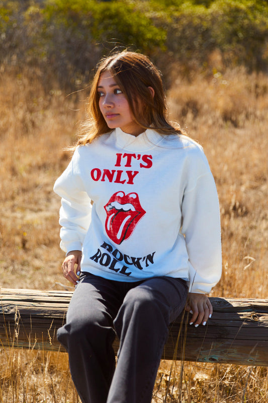 The Rolling Stones "It’s Only Rock N' Roll" Womens Crewneck Sweatshirt White