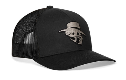 JBR Silver Logo Haka Hat Black Metallic Leather Snapback