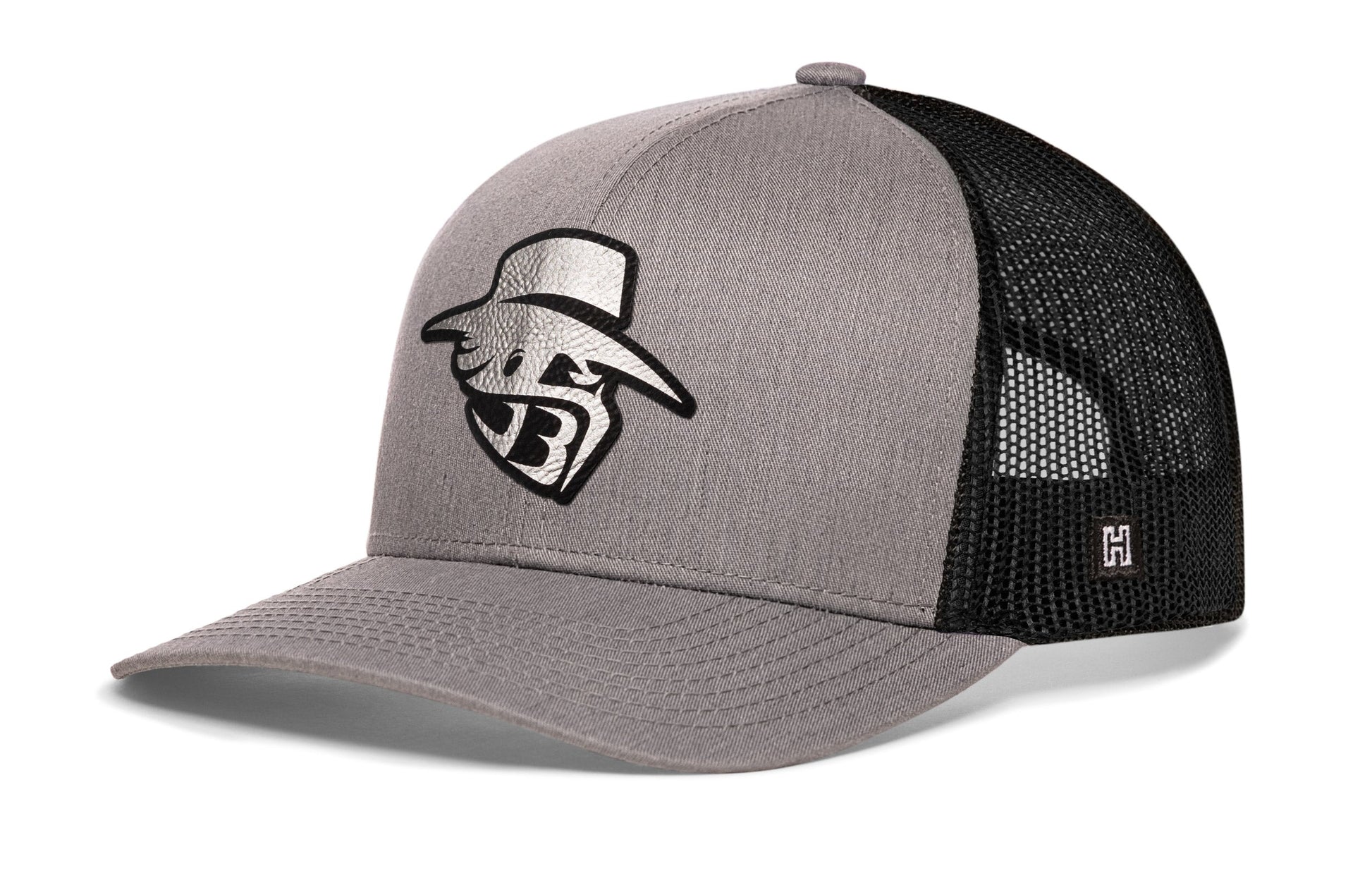 JBR Silver Logo Haka Hat Gray Black Metallic Leather Snapback