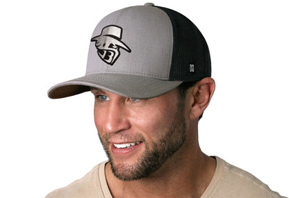 JBR Silver Logo Haka Hat Gray Black Metallic Leather Snapback
