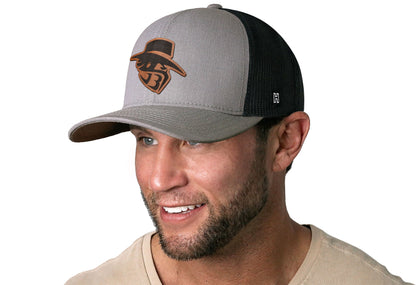 JBR Logo Haka Hat Gray Black Poly Leather Snapback