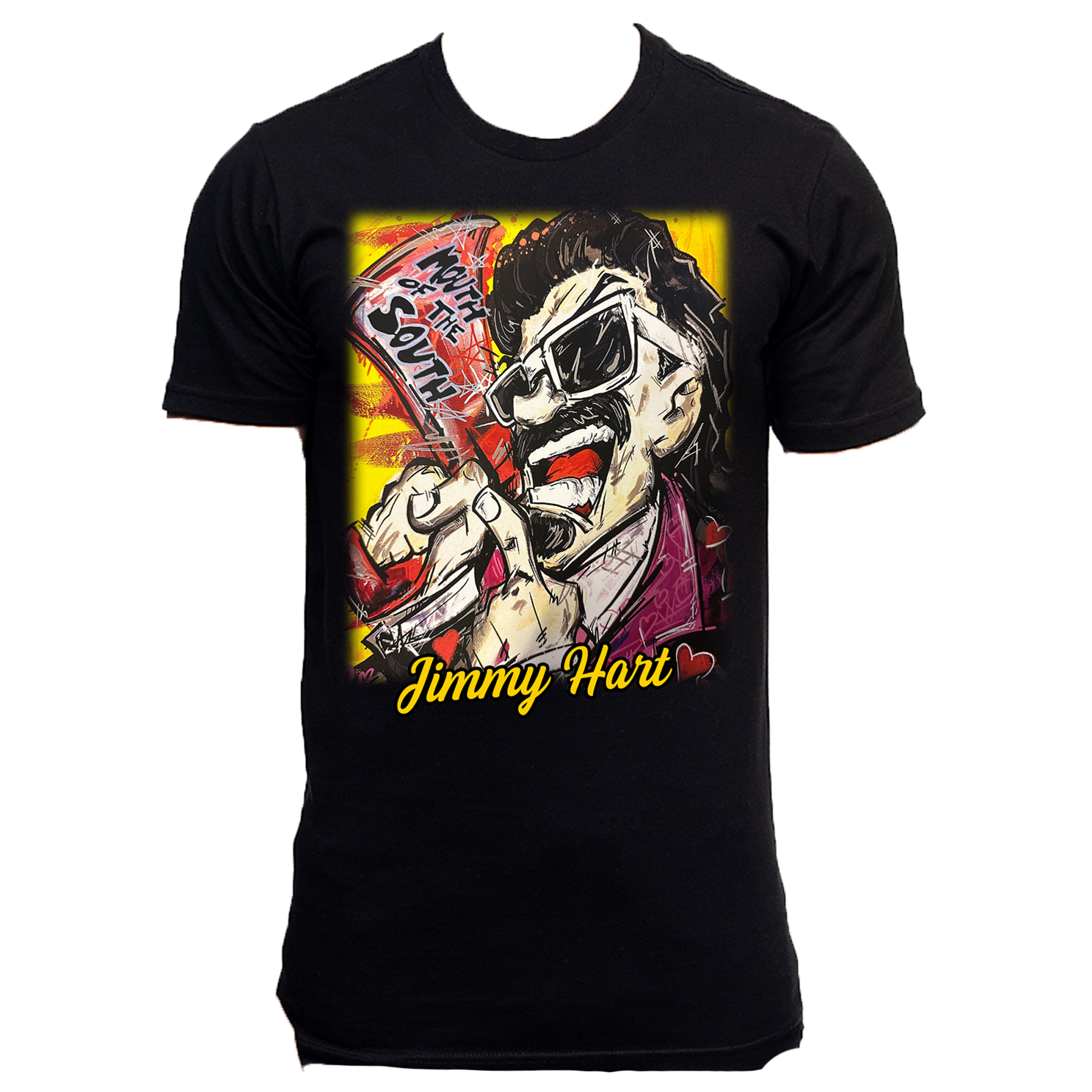 Jimmy Hart Caricature Painting Mens T Shirt Black