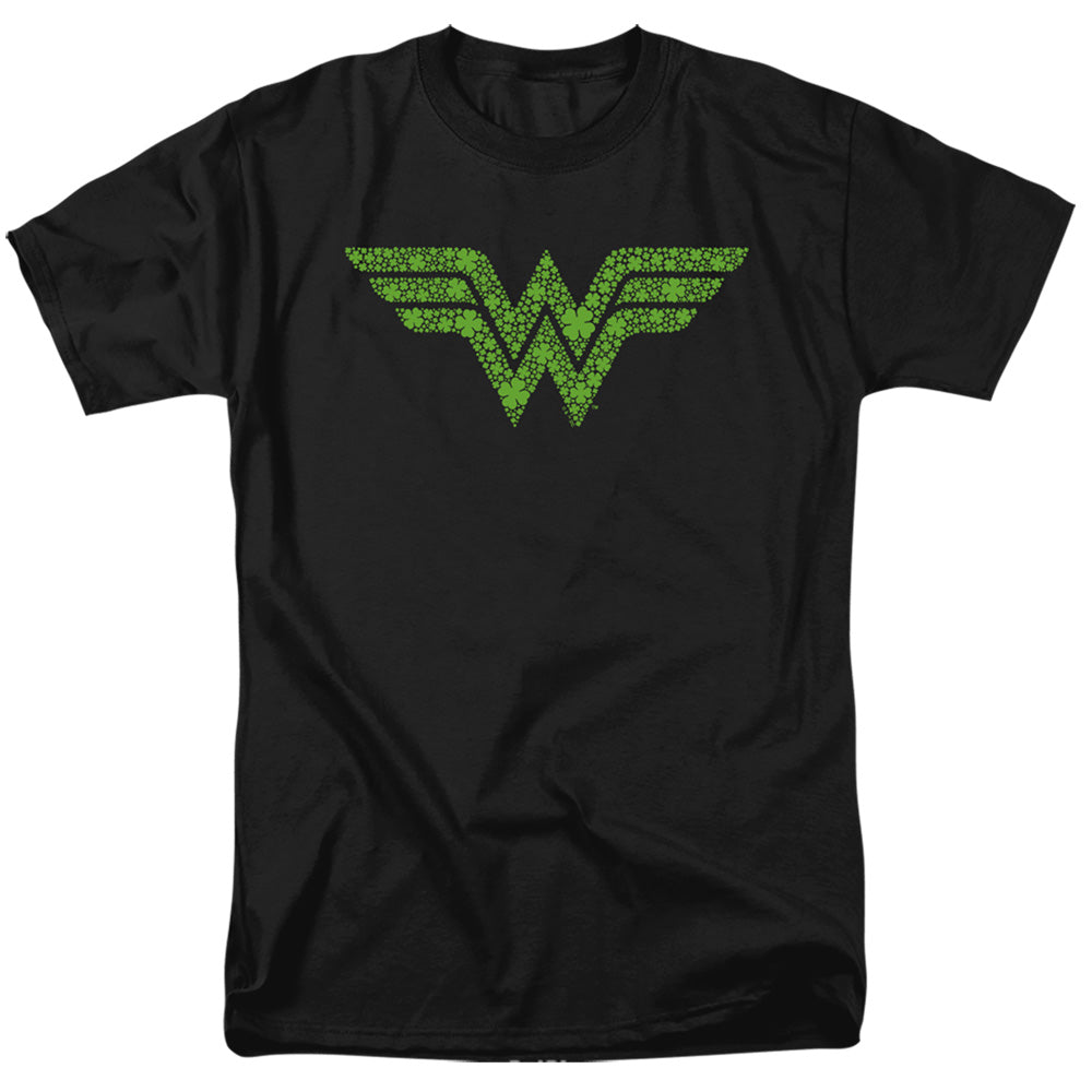 Wonder Woman St. Patricks Day Shamrock Logo Mens T Shirt Black