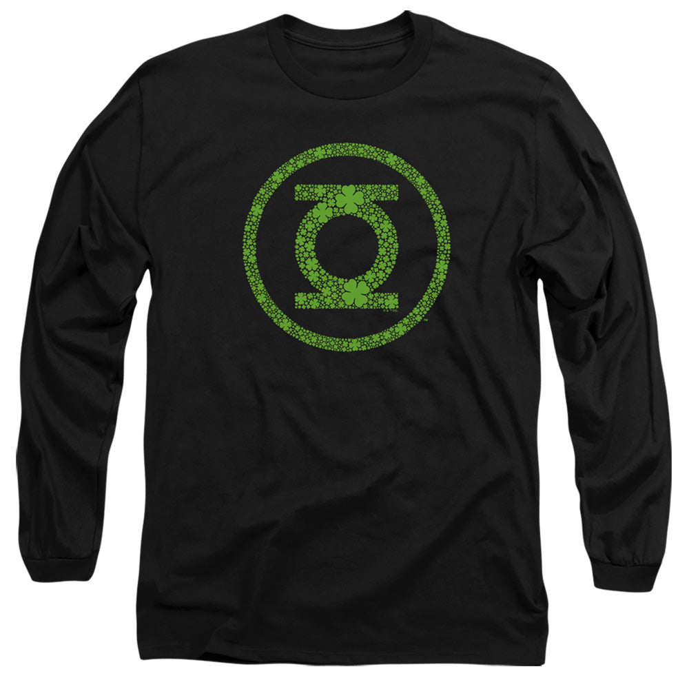 Green Lantern St. Patrick'S Day Shamrock Logo Mens Long Sleeve Shirt Black Officially Licensed
