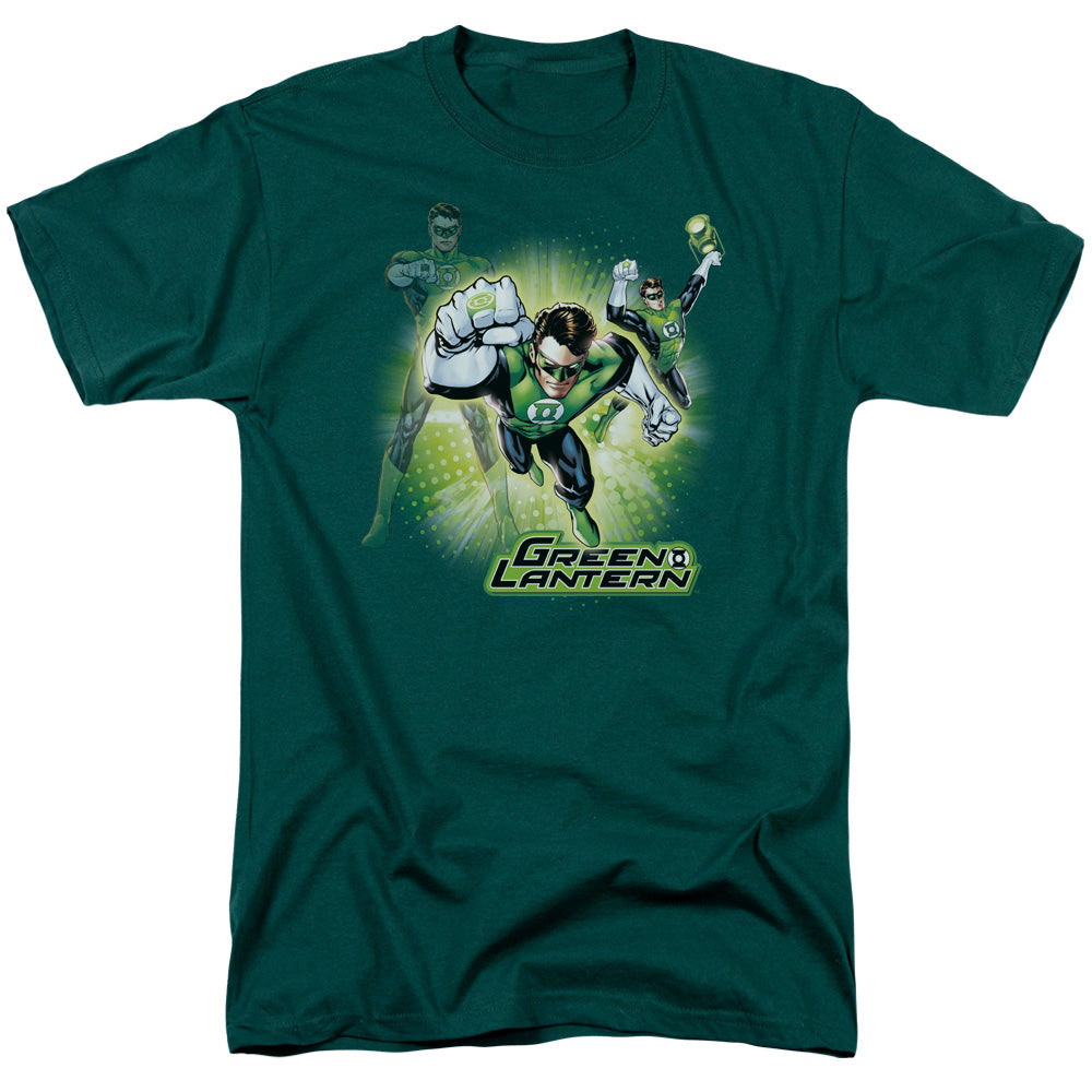 Justice League Of America Lantern Burst Mens T Shirt Hunter Green