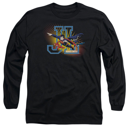Jla Heroes United Mens Long Sleeve Shirt Black Officially Licensed
