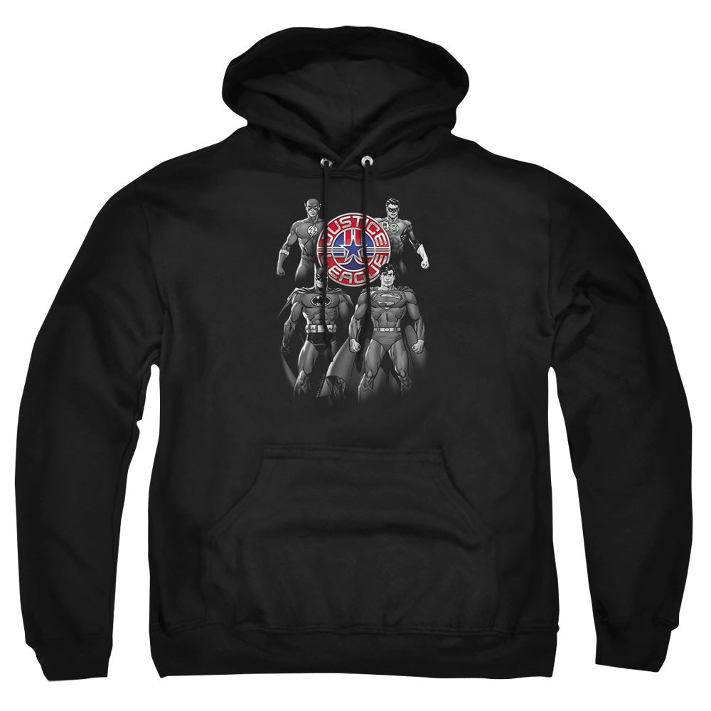 Justice League Of America Shades Of Gray Mens Hoodie Black