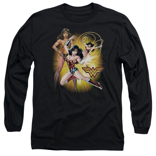 Jla Wonder Woman Mens Long Sleeve Shirt Black Officially Licensed