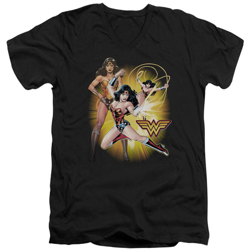 Justice League Wonder Woman Mens Slim Fit V-Neck T Shirt Black