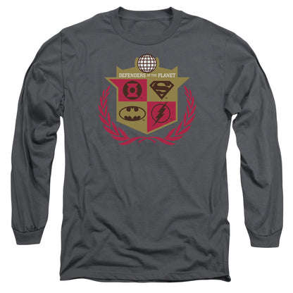 Jla Defenders Mens Long Sleeve Shirt Charcoal Officially Licensed
