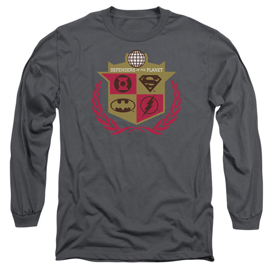Justice League Defenders Mens Long Sleeve Shirt Charcoal