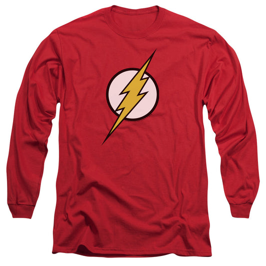 Jla Flash Logo Mens Long Sleeve Shirt Red Officially Licensed