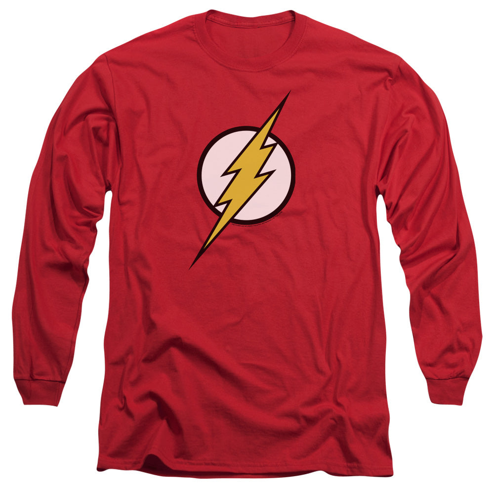 Jla Flash Logo Mens Long Sleeve Shirt Red Officially Licensed