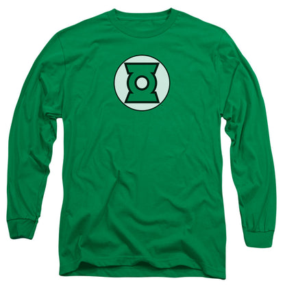 Jla Green Lantern Logo Mens Long Sleeve Shirt Kelly Green Officially Licensed