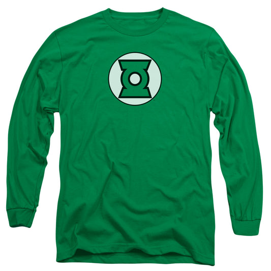 Jla Green Lantern Logo Mens Long Sleeve Shirt Kelly Green Officially Licensed