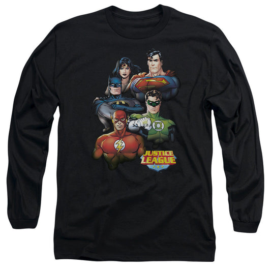 Justice League Group Portrait Mens Long Sleeve Shirt Black