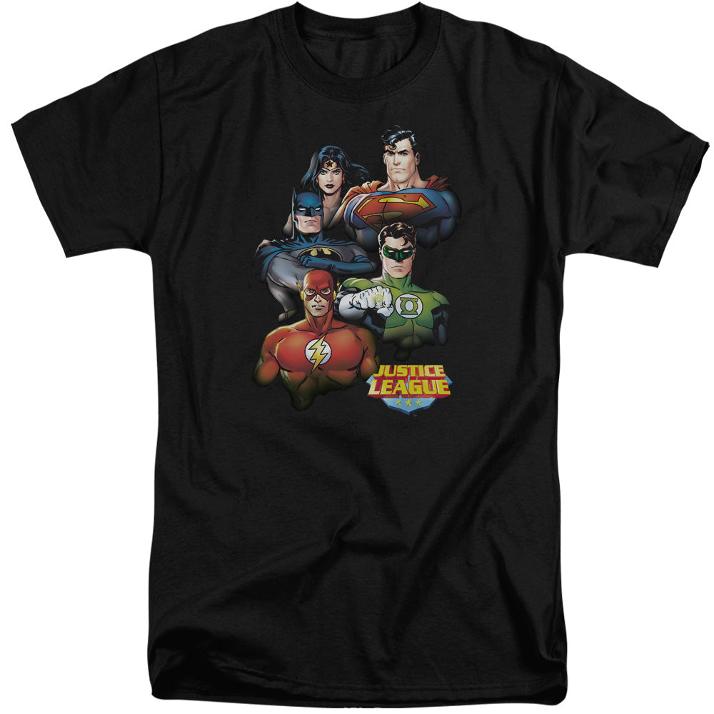 Justice League Group Portrait Mens Tall T Shirt Black