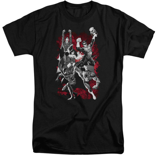 Justice League Justice League Explosion Mens Tall T Shirt Black