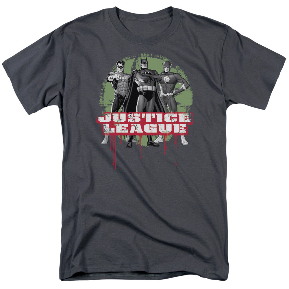 Justice League Of America Justice League Of America Trio Mens T Shirt Charcoal