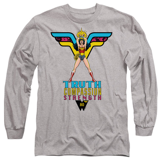 Wonder Woman Truth, Compassion, Strength Mens Long Sleeve Shirt Athletic Heather Officially Licensed