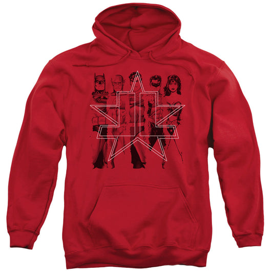Justice League Five Stars Mens Hoodie Red
