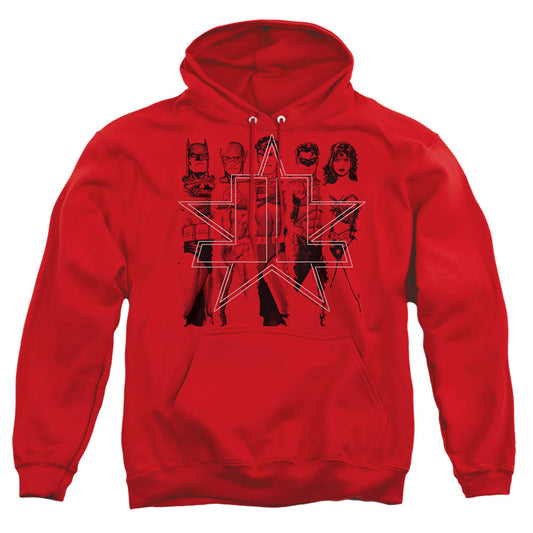 Justice League Of America Five Stars Mens Hoodie Red