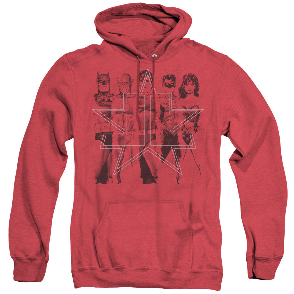Justice League Of America Five Stars Heather Mens Hoodie Red