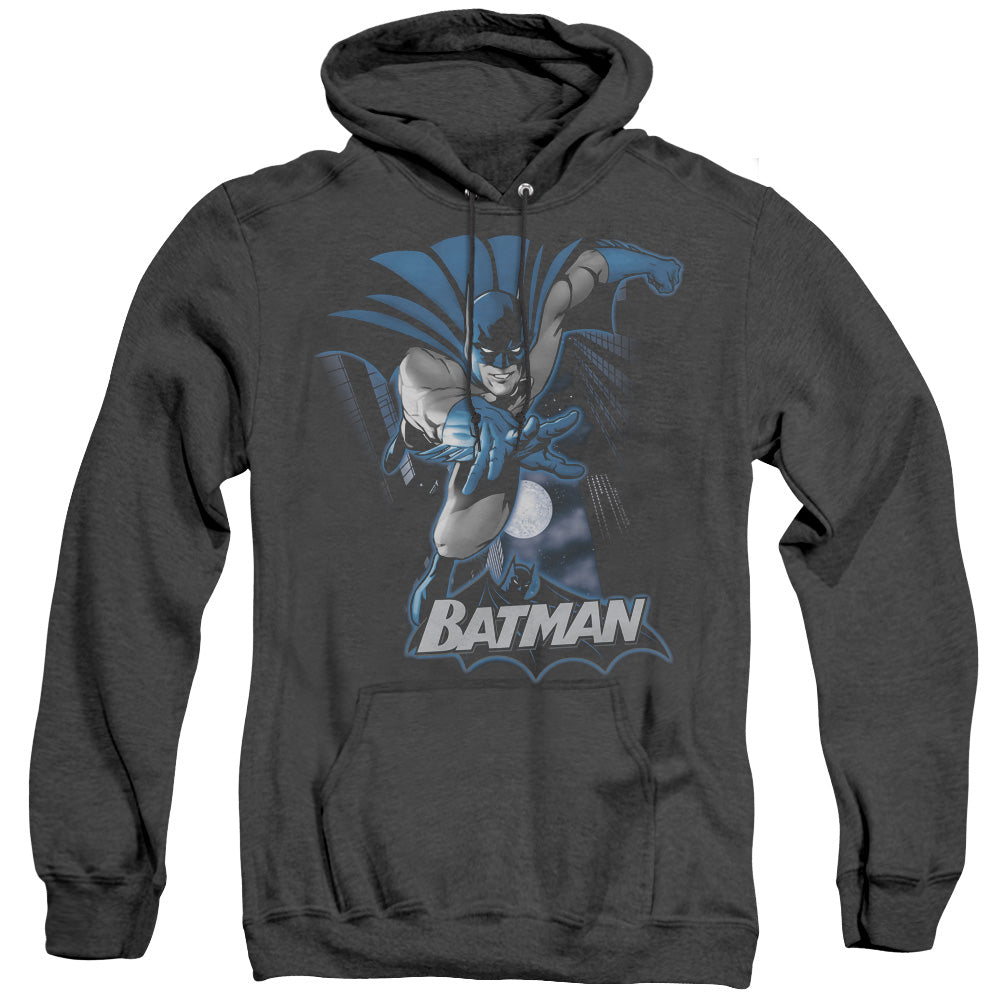 Justice League Of America Batman Blue & Gray Heather Mens Hoodie Black