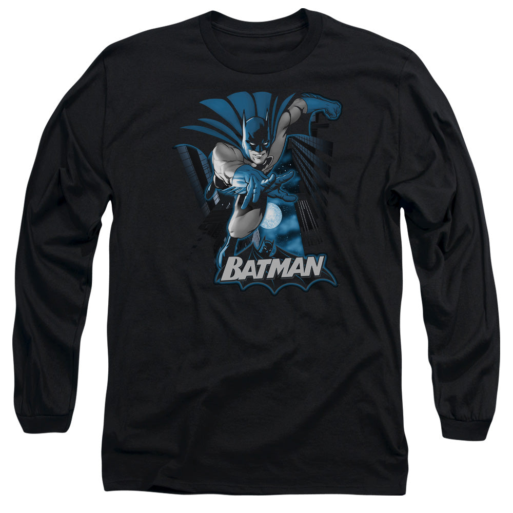 Jla Batman Blue & Gray Mens Long Sleeve Shirt Black Officially Licensed