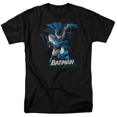 Justice League Of America Batman Blue & Gray Mens T Shirt Black