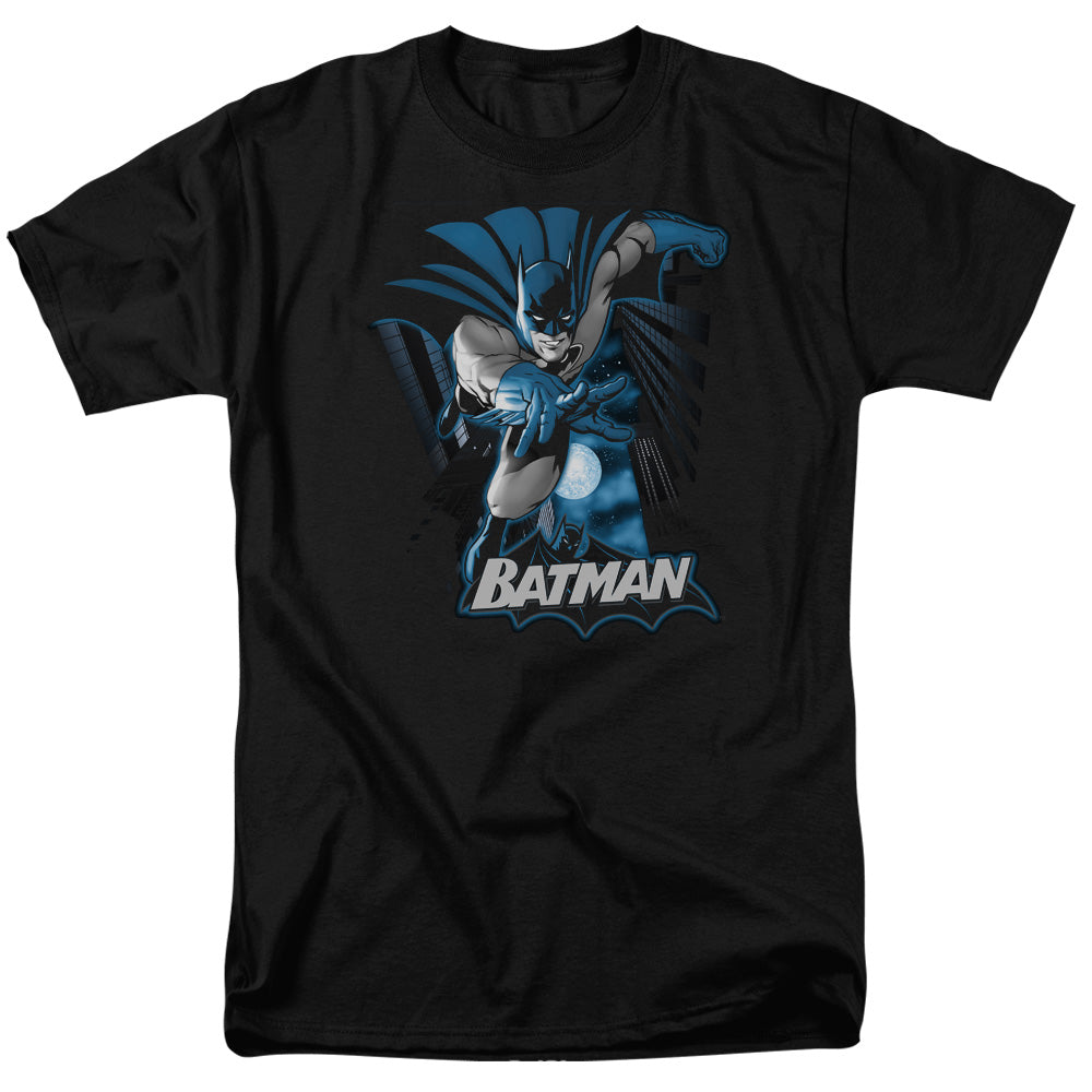 Justice League Of America Batman Blue & Gray Mens T Shirt Black
