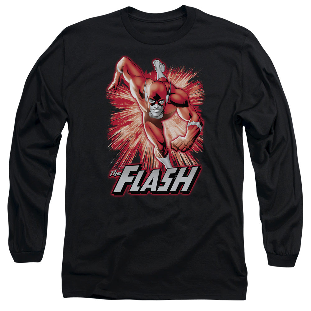 Jla Flash Red & Gray Mens Long Sleeve Shirt Black Officially Licensed