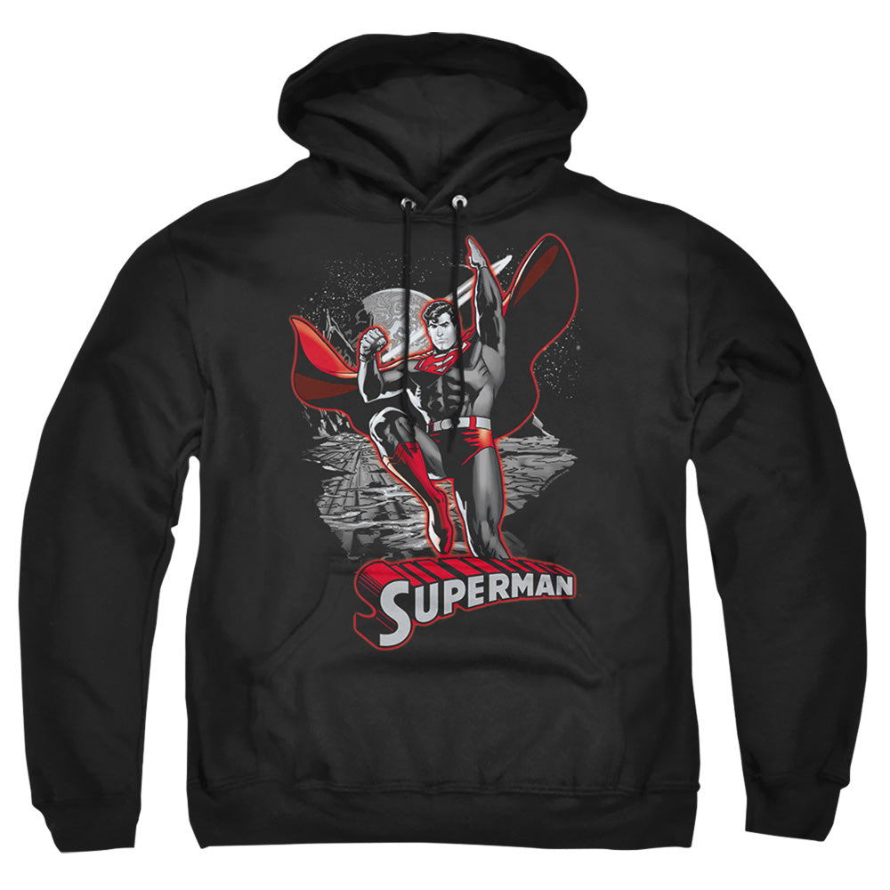 Justice League Of America Superman Red &Amp; Gray Mens Hoodie Black