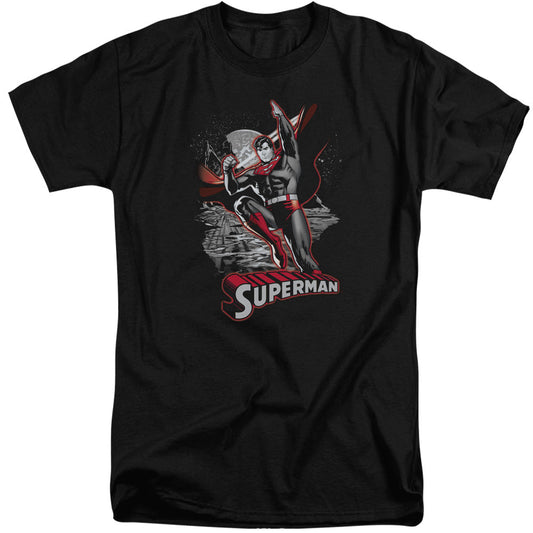 Justice League Superman Red & Gray Mens Tall T Shirt Black