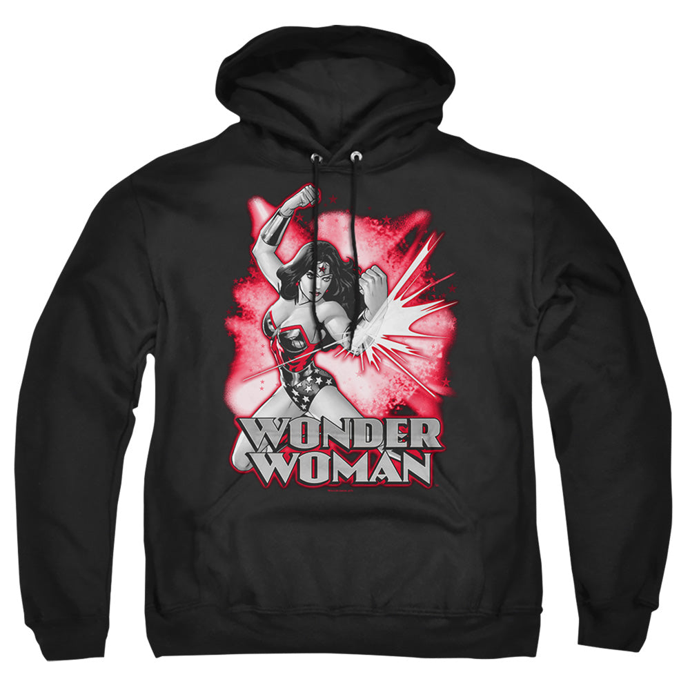 Justice League Of America Wonder Woman Red &Amp; Gray Mens Hoodie Black