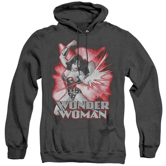 Justice League Of America Wonder Woman Red And Gray Heather Mens Hoodie Black