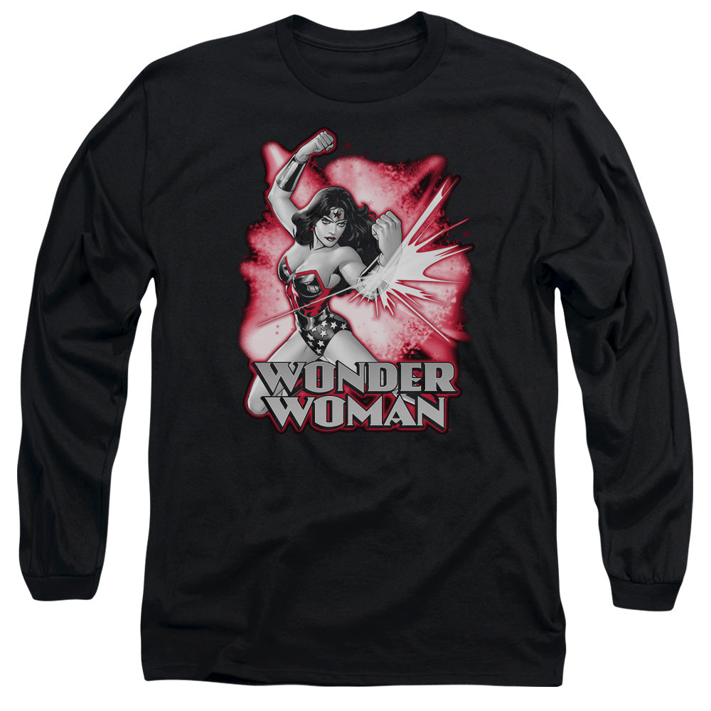Justice League Of America Wonder Woman Red & Gray Mens Long Sleeve Shirt Black