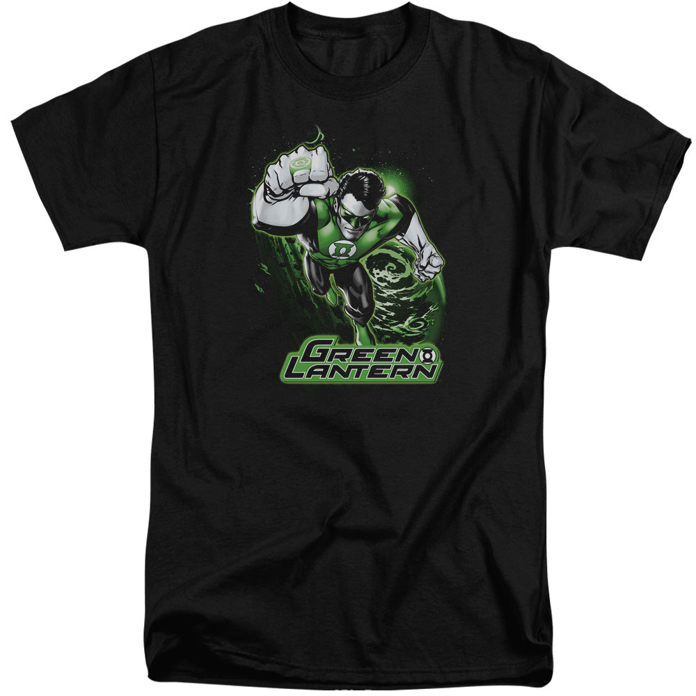 Justice League Green Lantern Green & Gray Mens Tall T Shirt Black