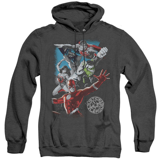 Justice League Of America Galactic Attack Heather Mens Hoodie Black
