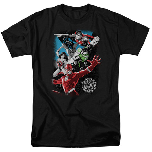 Justice League Of America Galactic Attack Mens T Shirt Black
