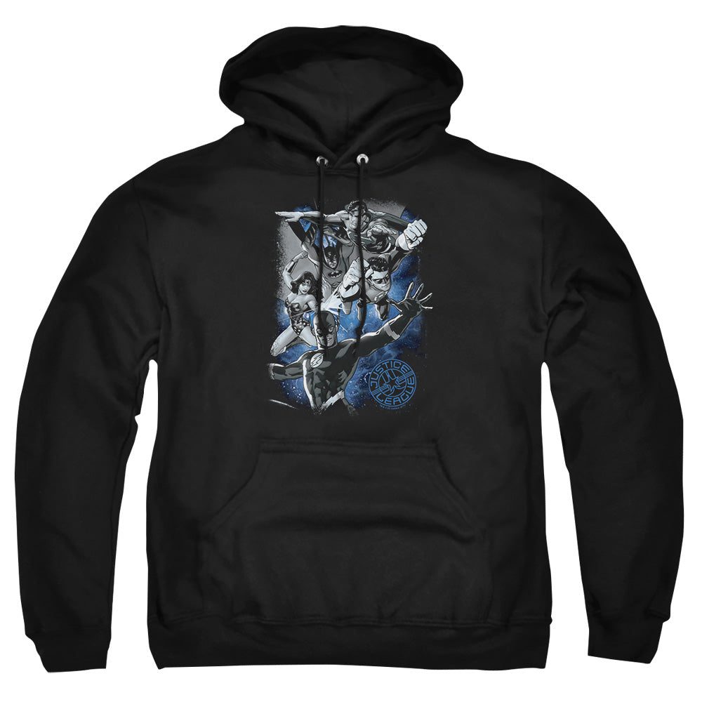 Justice League Of America Galactic Attack Nebula Mens Hoodie Black