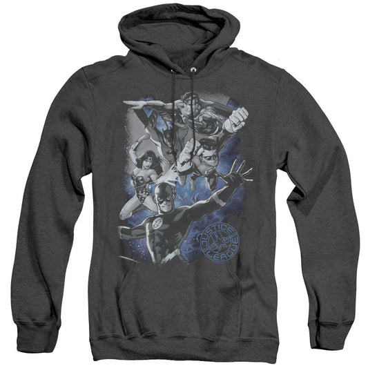 Justice League Of America Galactic Attack Nebula Heather Mens Hoodie Black