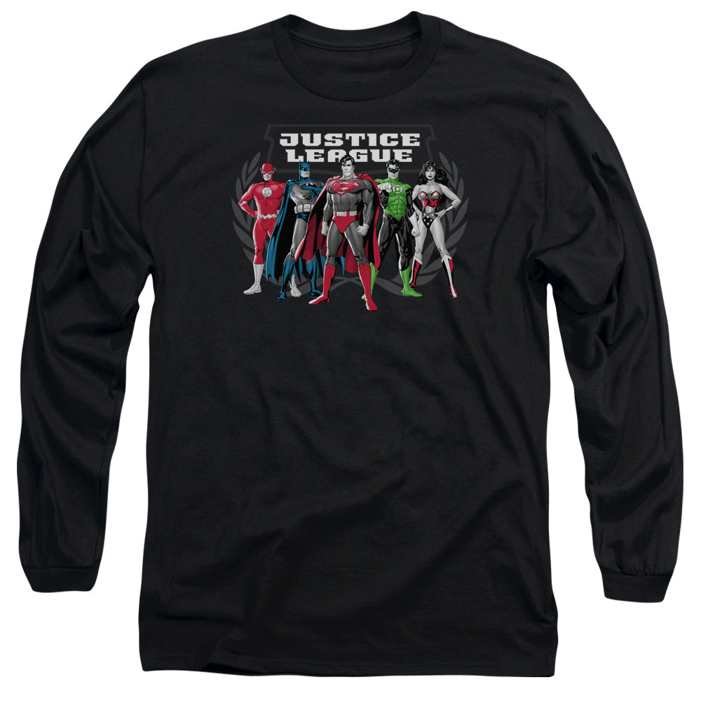 Jla The Big Five Mens Long Sleeve Shirt Black Officially Licensed
