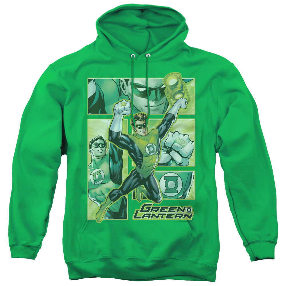 Justice League Green Lantern Panels Mens Hoodie Kelly Green
