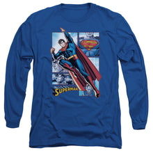 Load image into Gallery viewer, Justice League Of America Superman Panels Mens Long Sleeve Shirt Royal Blue

