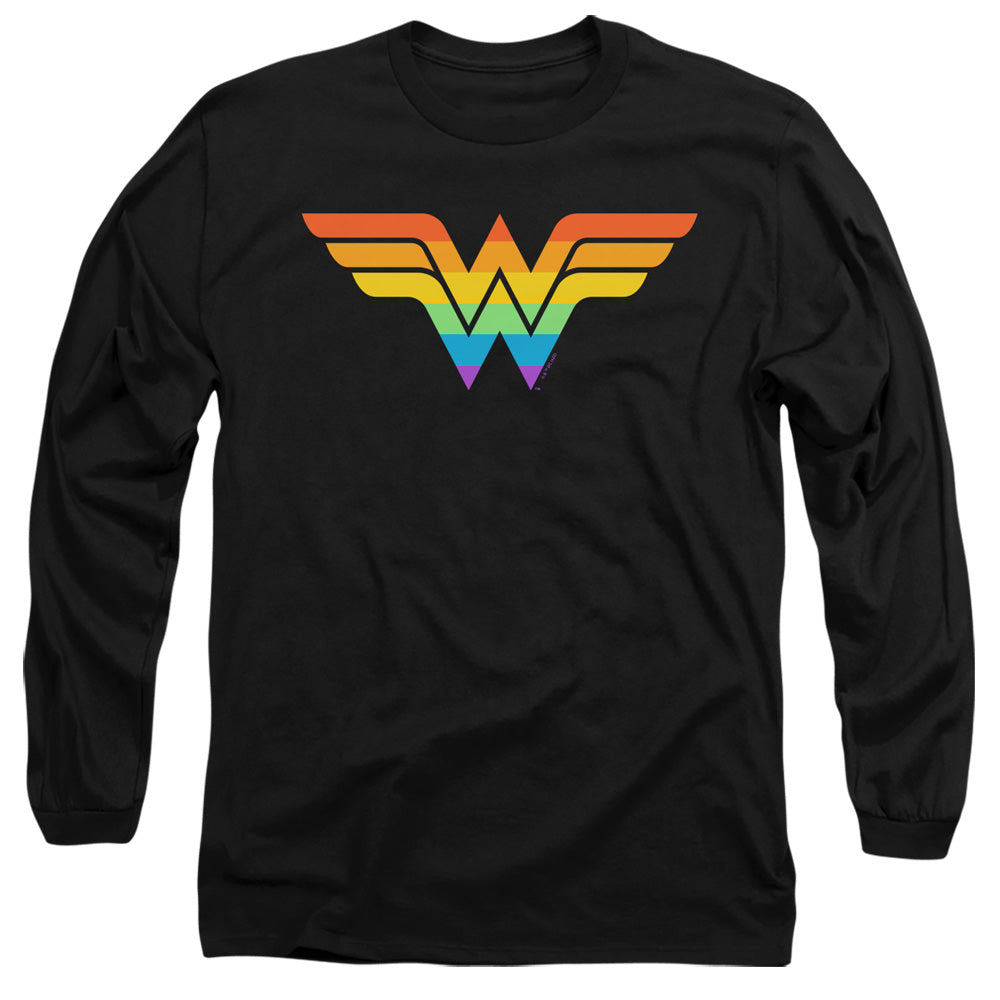 Justice League Wonder Woman Rainbow Mens Long Sleeve Shirt Black Officially Licensed
